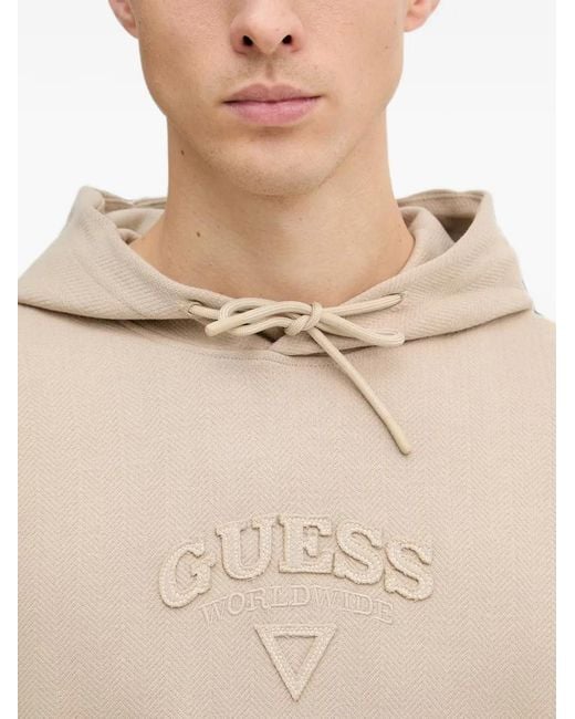 Guess Natural Hooded Logo Sweatshirt for men