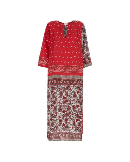 P.A.R.O.S.H. Red Robe Mi-Longue À Motif Cachemire
