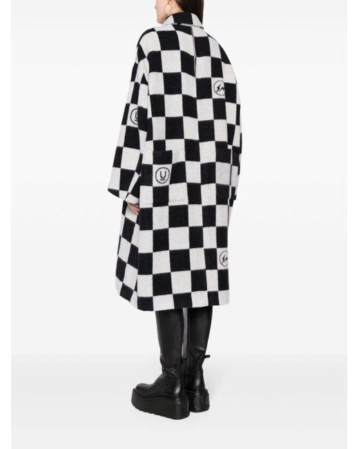 Undercover Black Check-print Button-up Coat