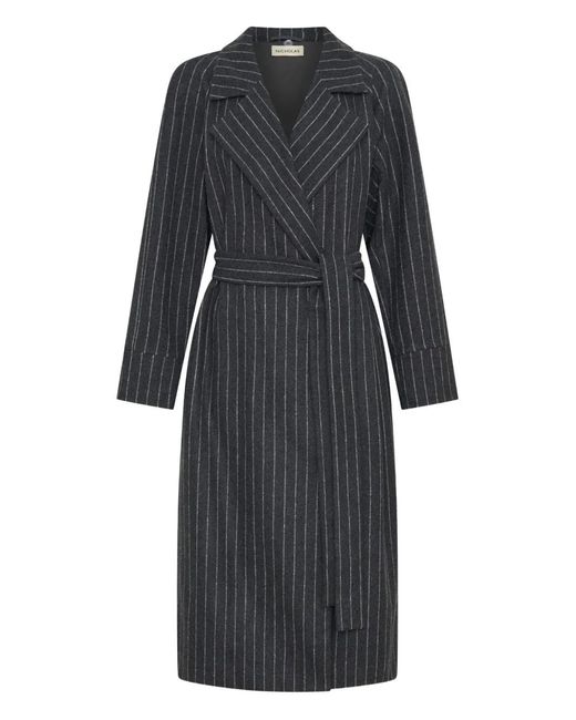 Nicholas Black Candice Pinstripe Belted Coat