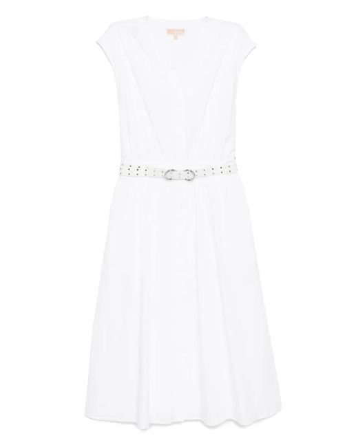 Robe Mi-Longue En Popeline À Taille Ceinturée MICHAEL Michael Kors en coloris White
