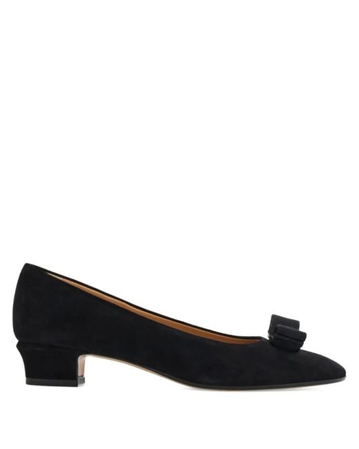 Ferragamo Black Vara Bow Block-Heel Pumps
