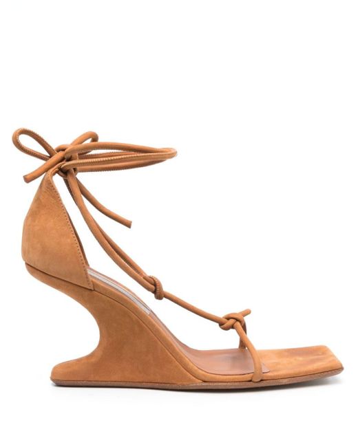 Rick Owens Brown Cantilever 90mm Strappy Suede Sandals