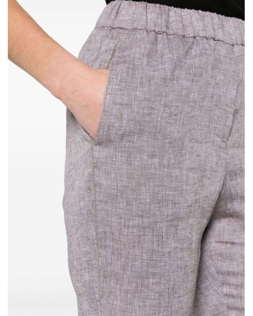Peserico Gray Cropped-Hose aus Leinen
