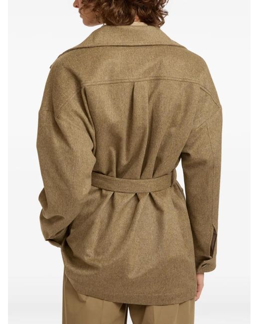 Yves Salomon Natural Button Belted Cashmere Jacket