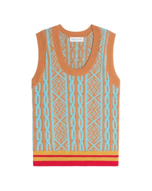 Dries Van Noten Gray Jacquard Wool Top