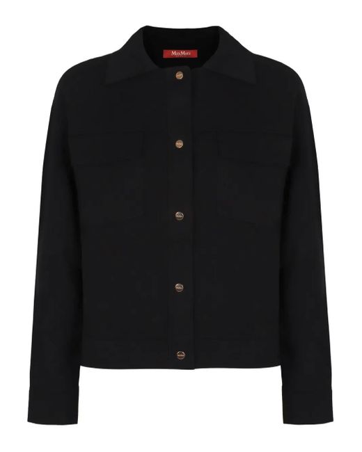 Max Mara Black Button-Fastening Pocket Jacket
