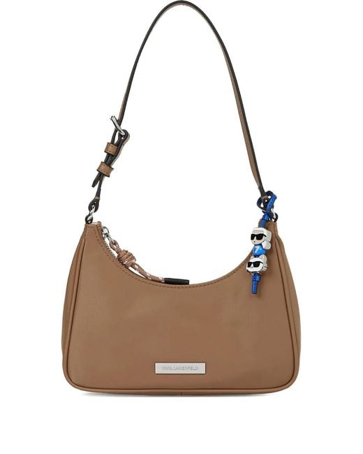 Karl Lagerfeld Brown Logo-Plaque Shoulder Bag