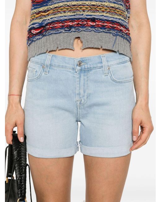 7 For All Mankind Blue Jeans-Shorts mit Umschlag