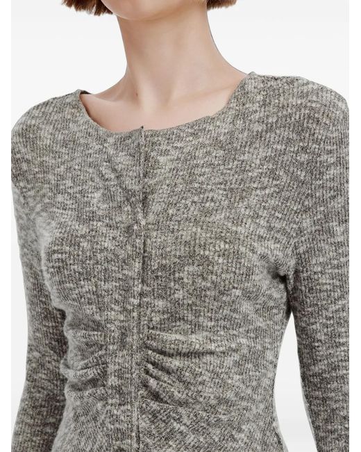 B+ AB Gray Ruched Marl-Knit Cardigan