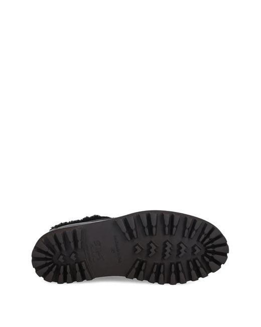 Le Silla Black Shearling Lug-Sole Lace-Up Shoes