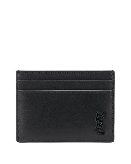 メンズ Saint Laurent Cassandre Leather Cardholder Black