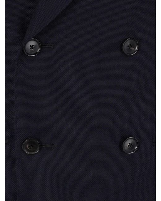 Caruso Blue Double-Breasted Dinner Jacket for men