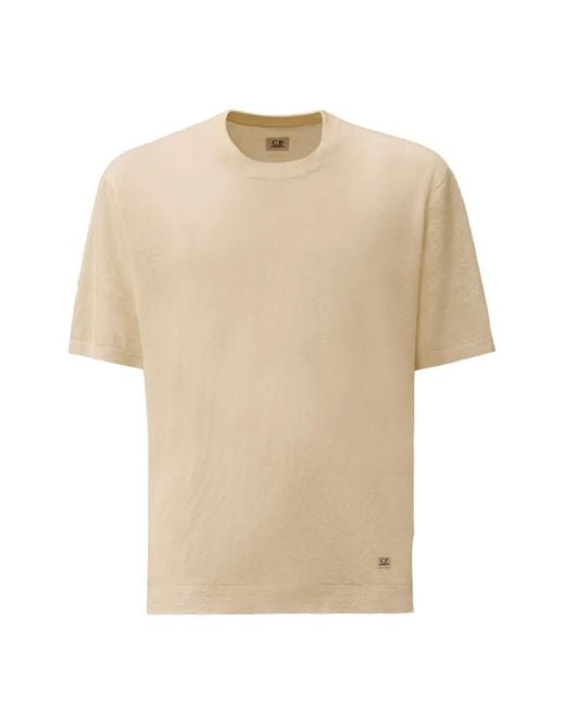 C P Company Natural Knitted Linen T-Shirt for men