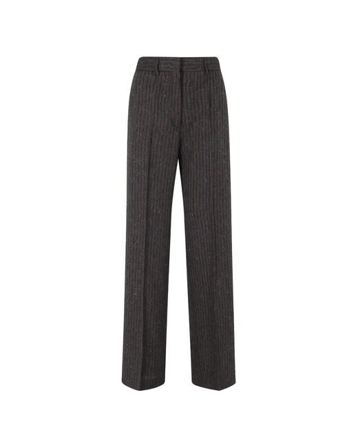 Erika Cavallini Semi Couture Black Pinstripe Wide-Leg Trousers