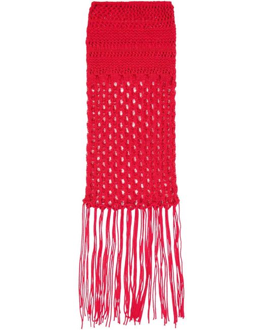 Laneus オープンニット スカート Red