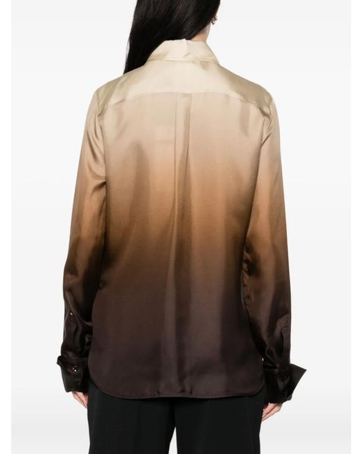 Sportmax Brown Ombré-Effect Silk Shirt