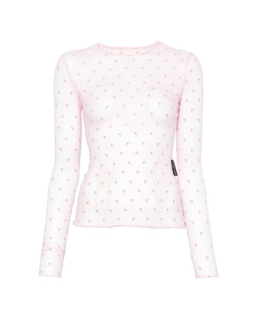 MARINE SERRE White Moon-Print Long-Sleeve T-Shirt