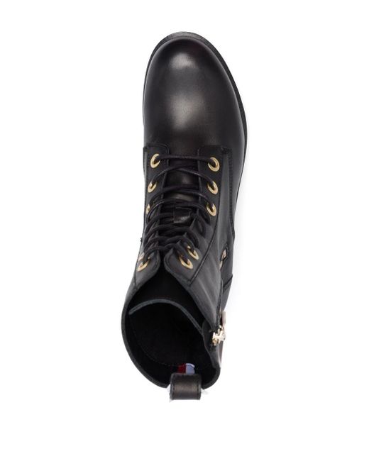 Tommy Hilfiger Leather 40mm Zip-up Biker Boots in Black | Lyst