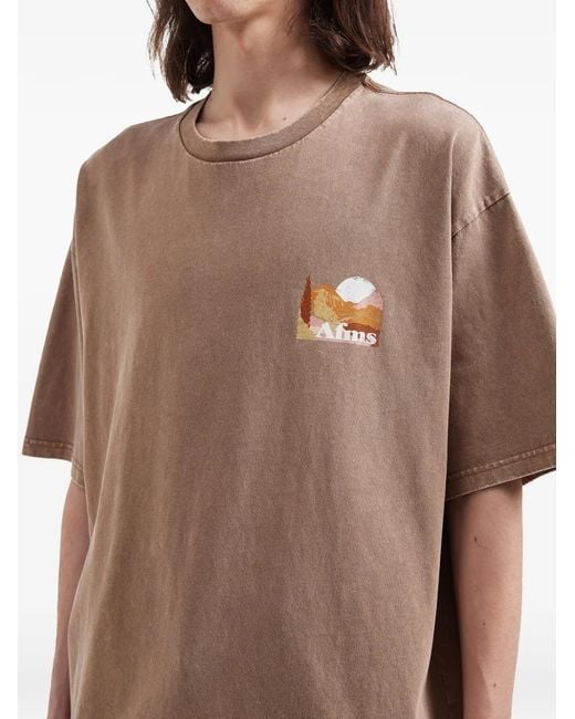 AFTERMATHS Brown Graphic-Print T-Shirt for men