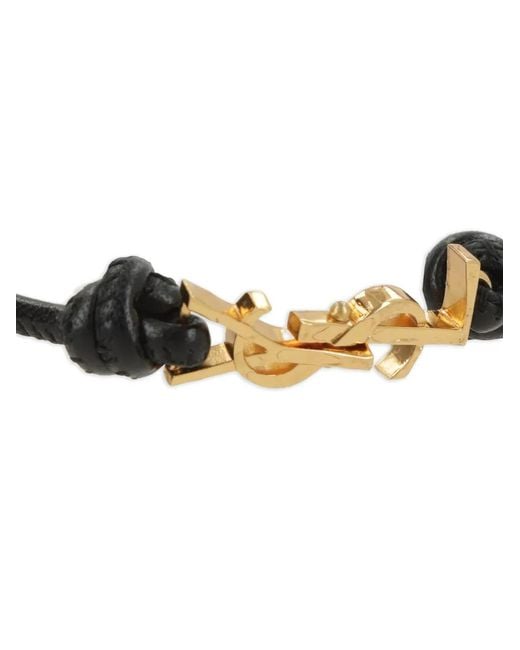 Saint Laurent White Cassandre Cord Bracelet