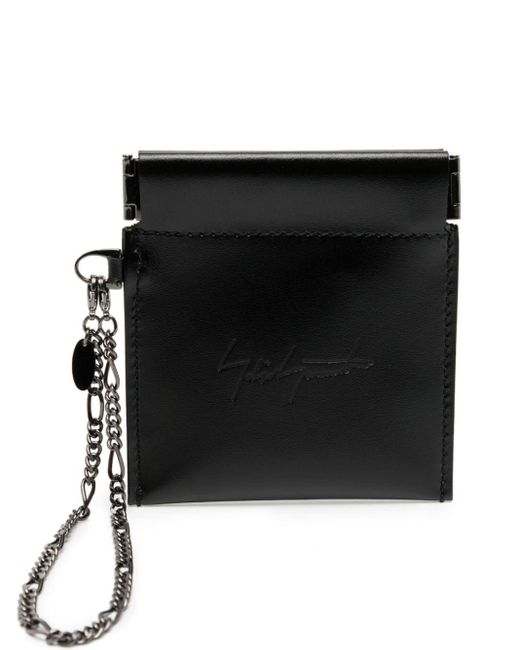 Yohji Yamamoto Black Logo-debossed Leather Pouch