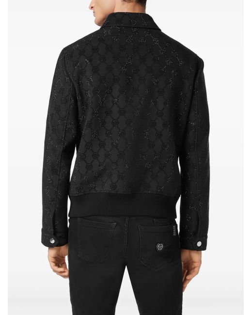 Chaqueta Bómber Con Monograma Philipp Plein de hombre de color Black