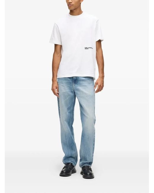 Karl Lagerfeld Blue Logo-Patch Jeans for men