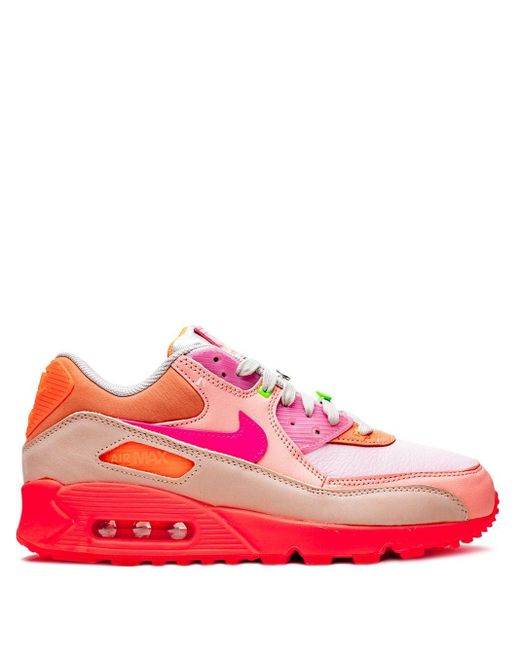 Nike Pink And Orange Air Max 90 Sneakers With Layered Design And Integrated  Air Technology. | Lyst