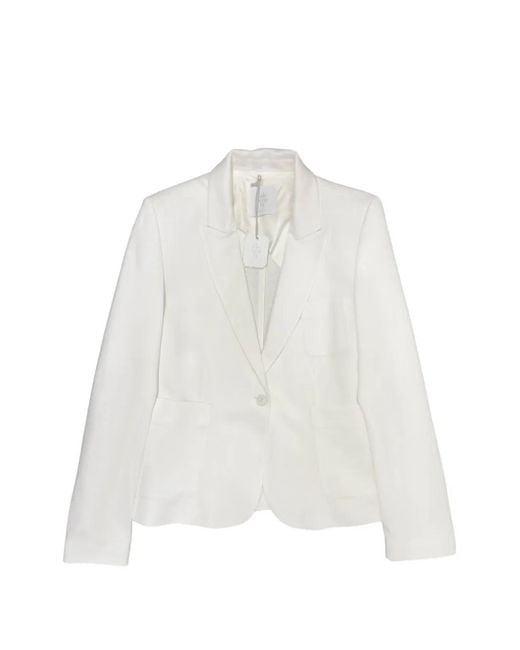 Eleventy White Single-Button Tailored Jacket