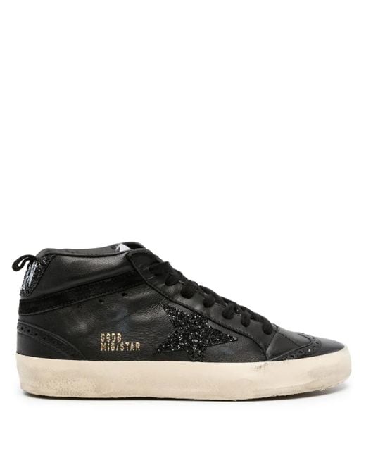 Golden Goose Deluxe Brand Black Mid-Star Leather Sneakers