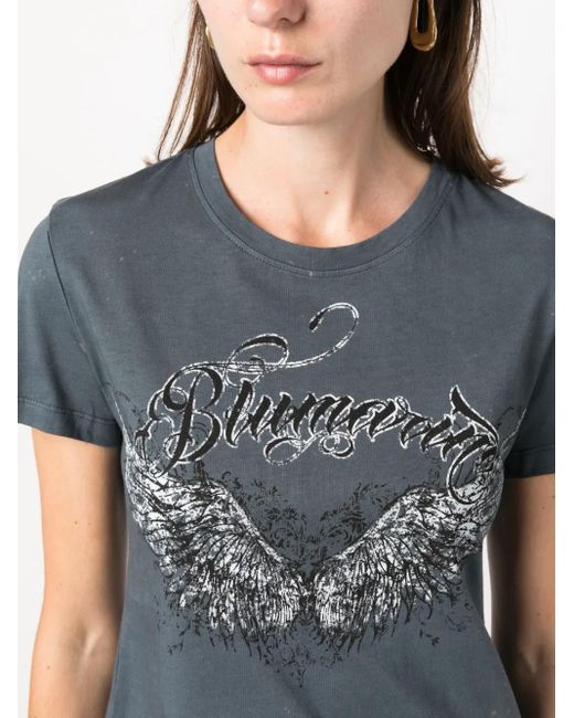 Blumarine Black Washed Cotton T-Shirt
