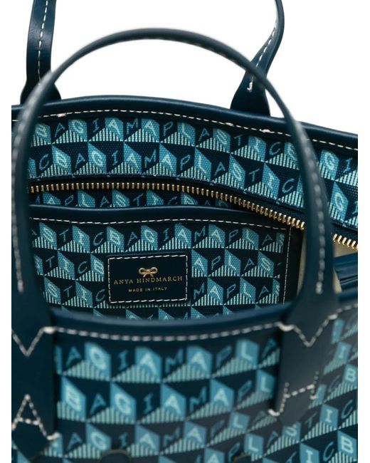 Anya Hindmarch Blue Xs I Am A Plastic Tote Bag