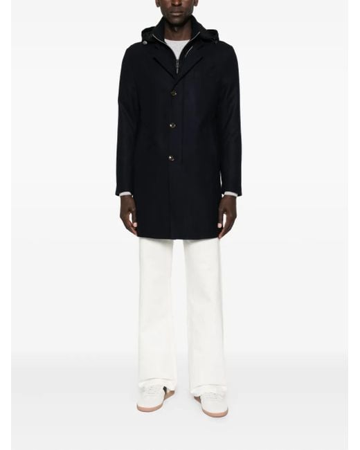 Montecore Blue Hooded Buttoned Coat for men