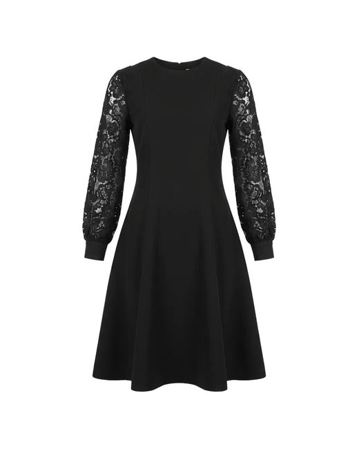 Valentino Garavani Black Lace-Sleeve Mini Dress