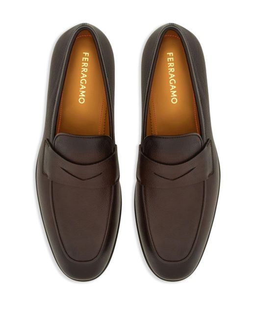 Ferragamo Brown Leather Penny Loafers for men
