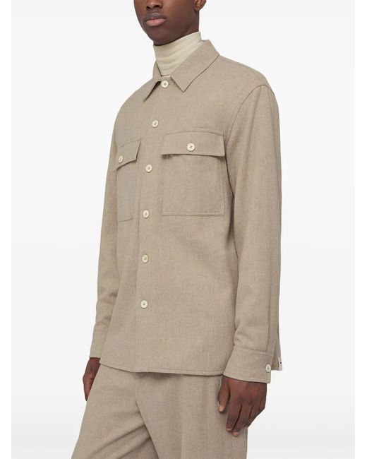 Jil Sander Natural Long-Sleeve Flannel Shirt for men