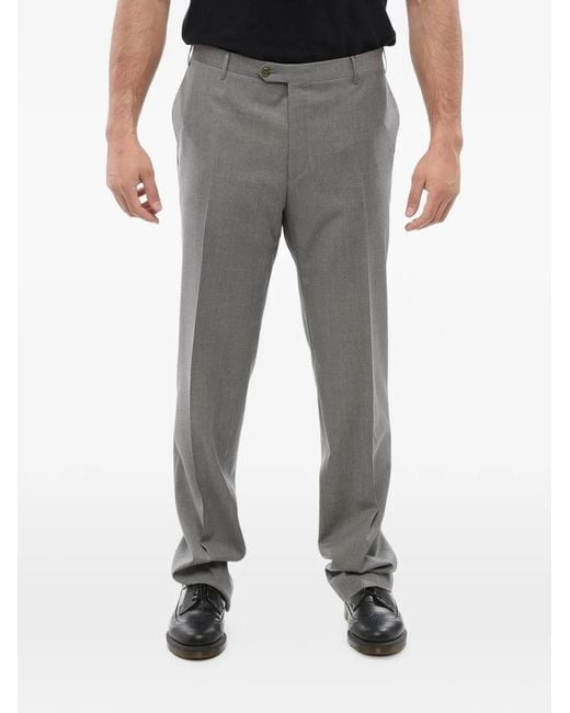 Corneliani Gray Leader Pressed-Crease Trousers for men