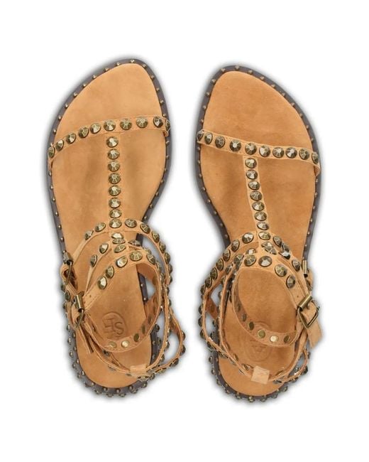 Ash Brown Play Stud-Embellished Suede Sandals