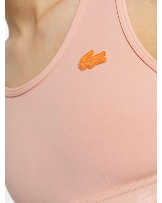 Lacoste Pink Logo-Patch Sports Bra
