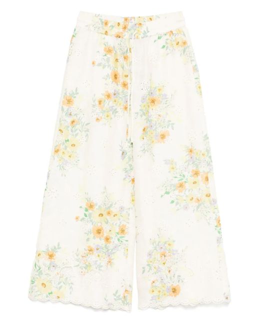 ALÉMAIS White Weite Hose mit Blumen-Print