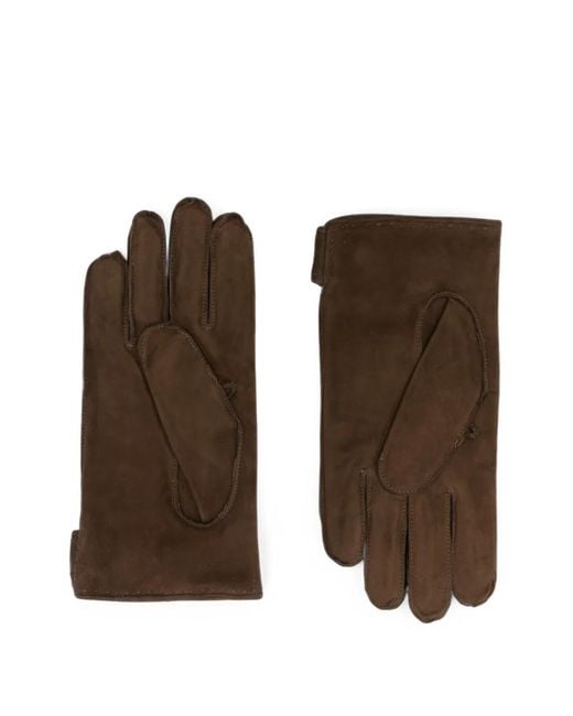 Orciani Brown Shiver Suede Gloves for men