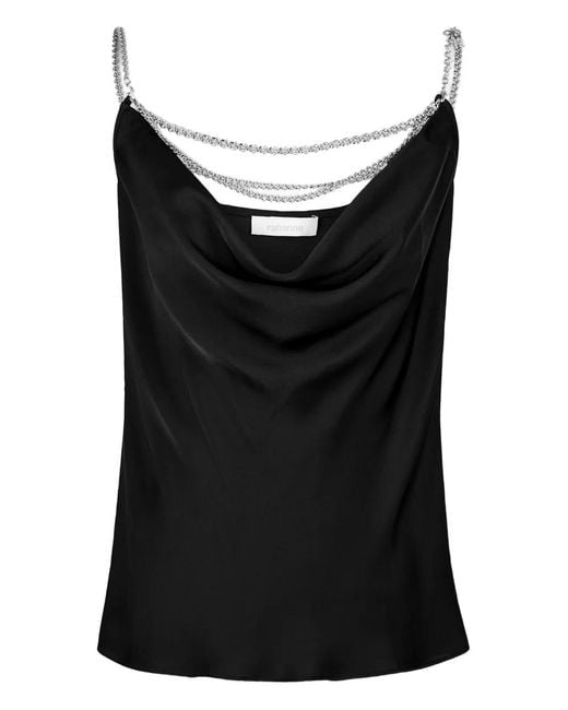 Rabanne Black Chain Strap Satin Top