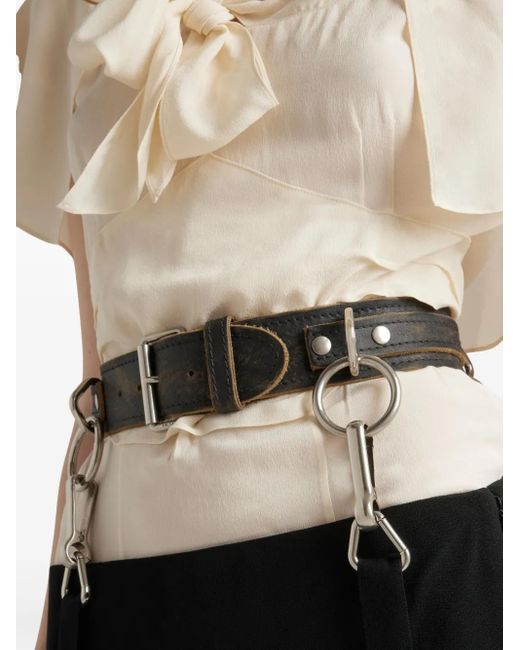 Prada ベルテッド プリーツスカート Black