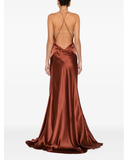 Amiri Brown Satin Dress