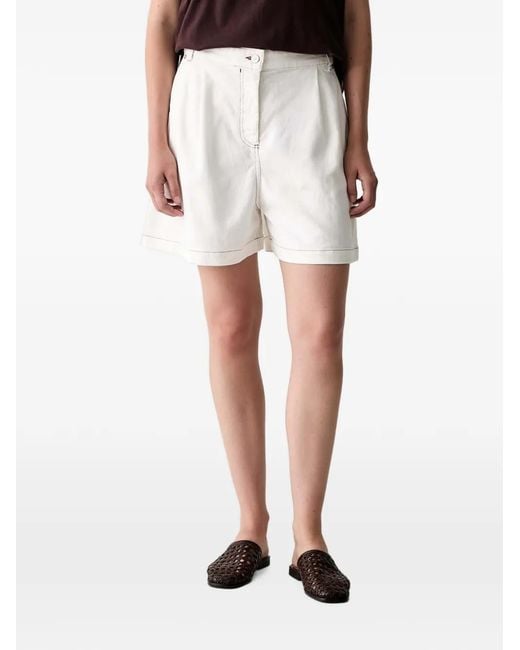 Paul Smith White Pleated-Detail Mini Shorts