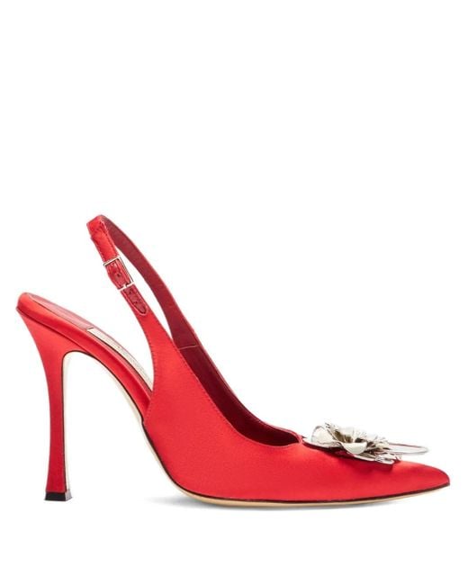 Pumps Con Cinturino Posteriore E Decorazioni Floreali di Blumarine in Red