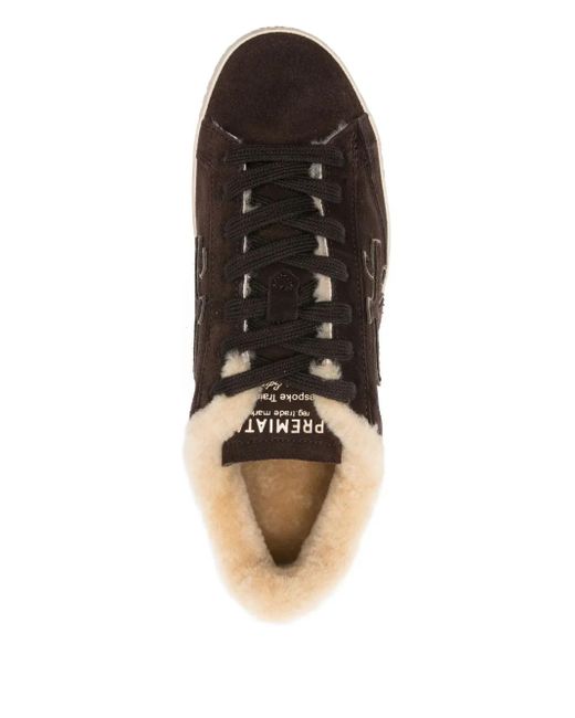 Premiata Brown Steven Shearling-Lined Suede Sneakers