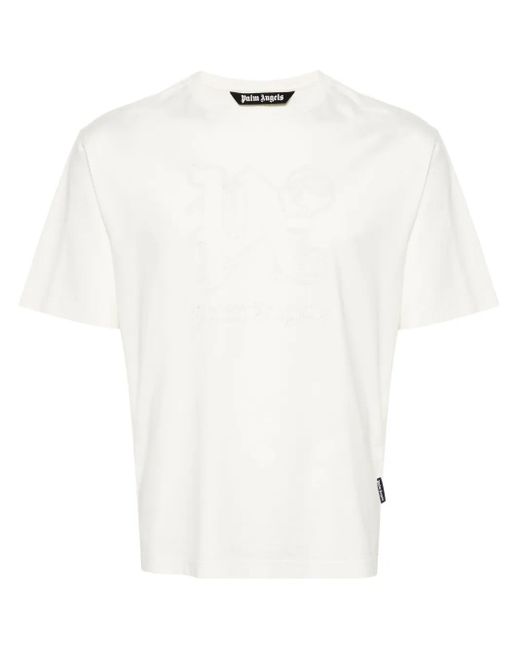 Palm Angels T-Shirt Mit Monogramm-Stickerei in White für Herren