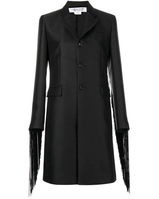 Abrigo con botones y flecos Comme des Garçons de color Black